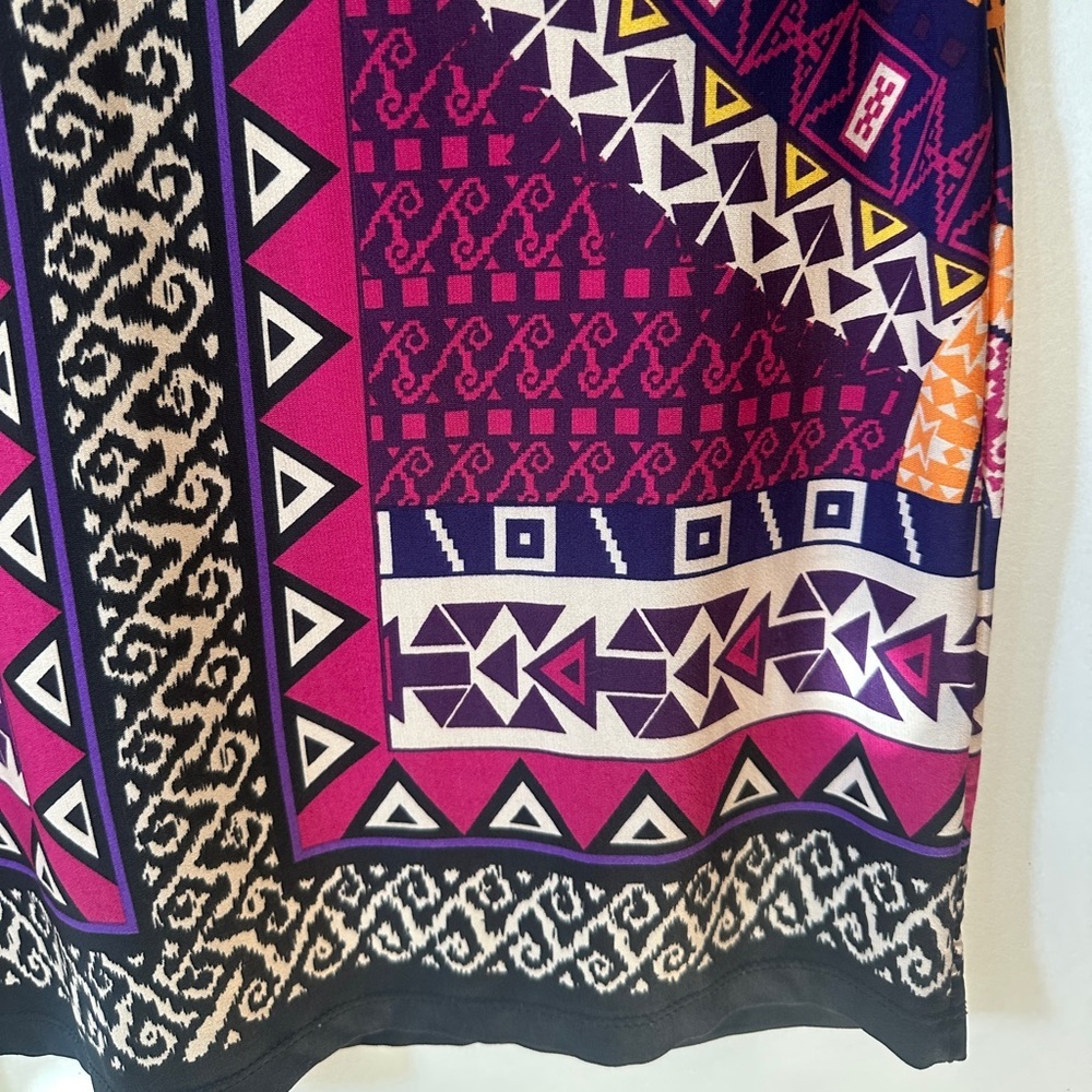 ECI Vibrant Geometric Print Dress Long Sleeve Casual Chic Size 6 - Picture 4 of 7
